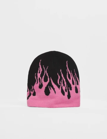 Caciula Bershka, negru/roz, ONE SIZE