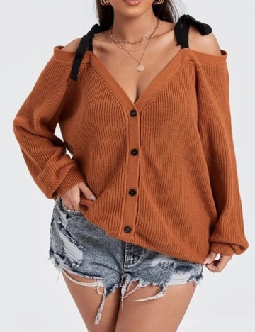 Cardigan SHEIN CURVE, caramiziu, 2XL