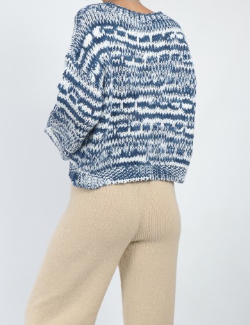 Pulover SHEIN, albastru/alb, M