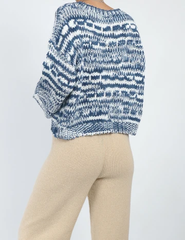Pulover SHEIN, albastru/alb, M Albastru