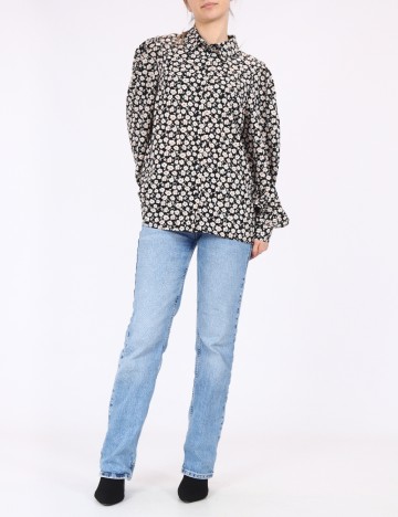 Camasa Pieces, negru floral, S