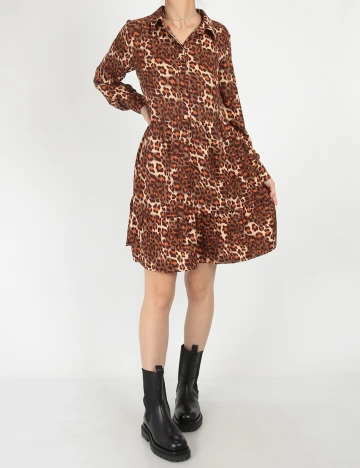 Rochie scurta Pieces, maro, XS