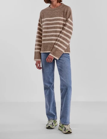 Pulover Pieces, maro, XL Maro