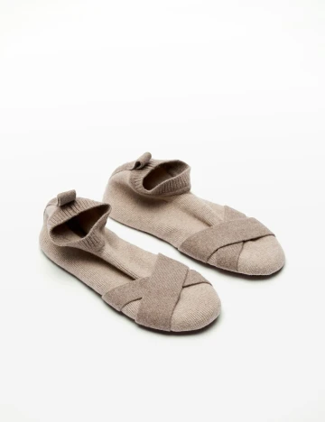 Papuci de casa Zara, crem, 36-38