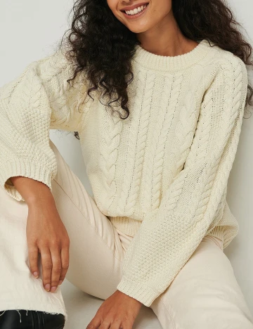 Pulover NA-KD, ecru, S