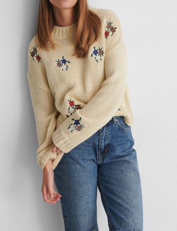 Pulover NA-KD, crem, S