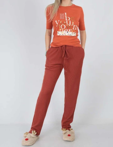 Pantaloni de pijama Triumph, caramiziu, 38