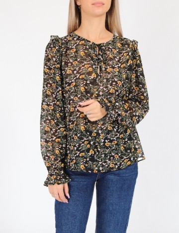 
						Camasa Q/S, negru floral