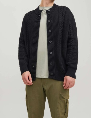 Cardigan Jack&Jones Plus Size Men, negru