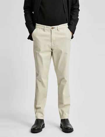 Pantaloni Selected, crem