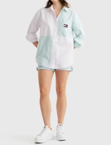 Camasa Tommy Jeans, roz-verde Verde