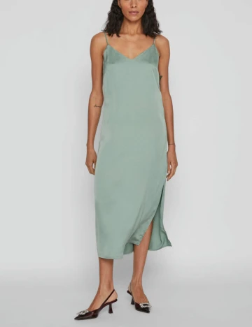 Rochie lunga Vila, verde opalin