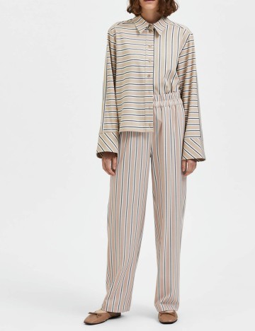 
						Pantaloni Selected Femme, crem