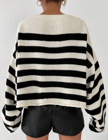 Pulover SHEIN, alb/negru