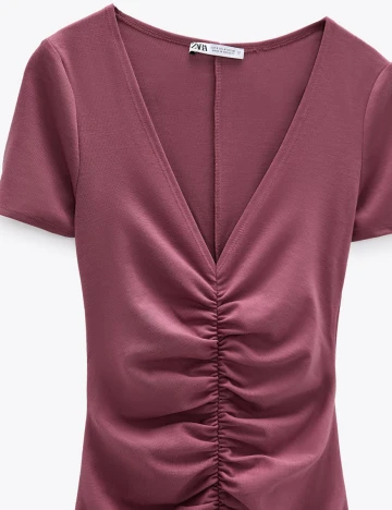 Rochie Zara, roz pudra inchis, S