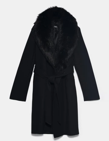 Palton Zara, negru, L