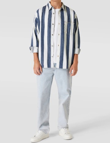 Camasa Oversize Levi S, alb/albastru