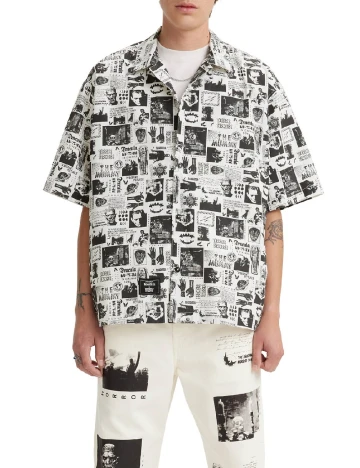 Camasa Oversize Levi S, alb/negru