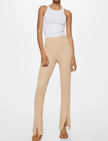 Pantaloni Mango, crem Crem