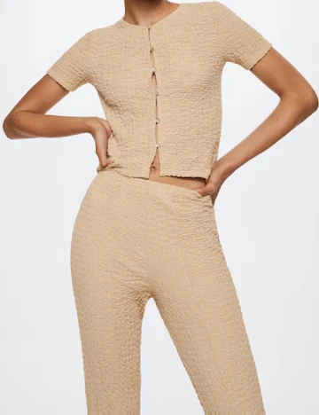 Pantaloni Mango, crem Crem