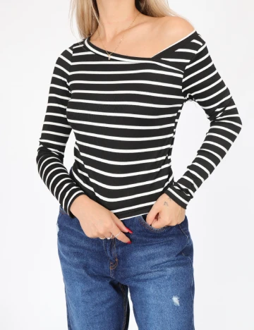 Bluza SHEIN, negru/alb Negru