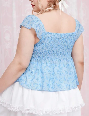Top Romwe Plus Size, bleu