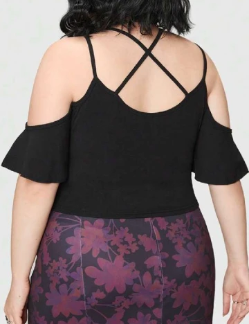 Top Romwe Plus Size, negru