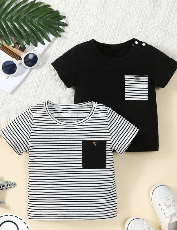 
						Set Tricouri Shein Kids, negru/alb