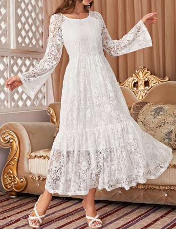 
						Rochie lunga Ticosa, alb