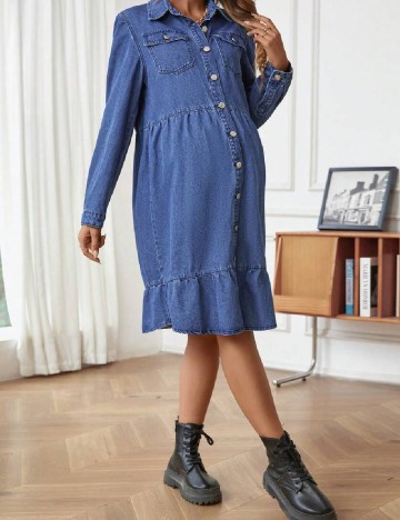 Rochie medie SHEIN Maternity, albastru