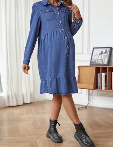 Rochie medie SHEIN Maternity, albastru