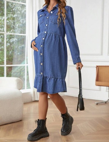 Rochie medie SHEIN Maternity, albastru