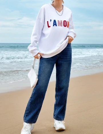 Bluza Oversize SHEIN, alb Alb