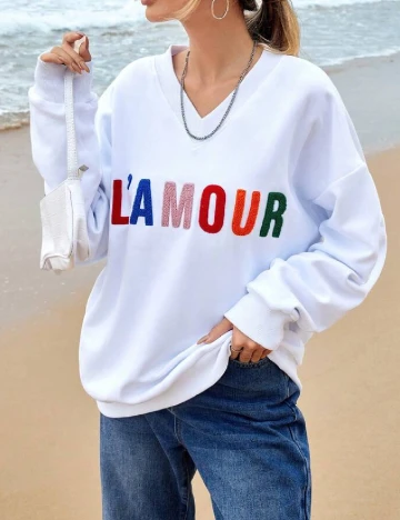 Bluza Oversize SHEIN, alb Alb