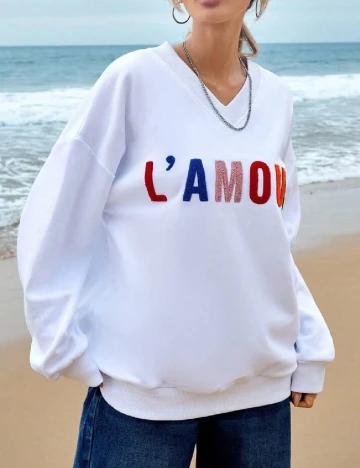 Bluza Oversize SHEIN, alb Alb