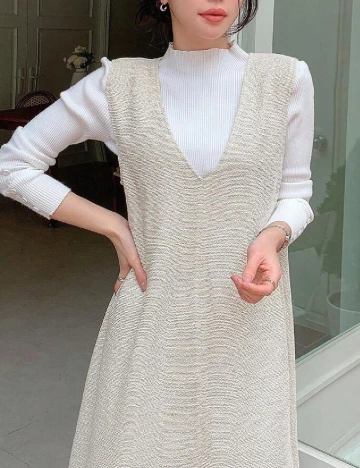 Rochie medie Dazy, crem