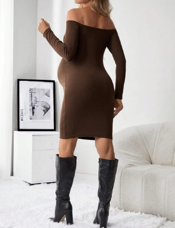 Rochie scurta SHEIN Maternity, maro