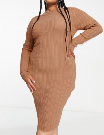 Rochie medie I SAW IT FIRST Plus Size, maro