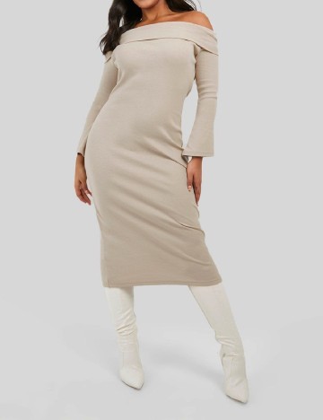 
						Rochie medie Boohoo Plus Size, bej