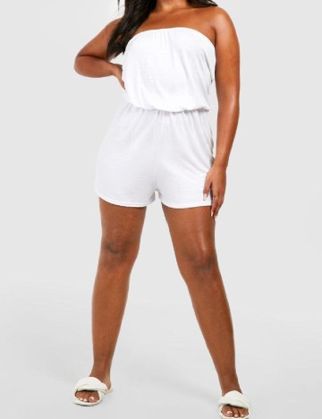 
						Salopeta scurta Boohoo Plus Size, alb