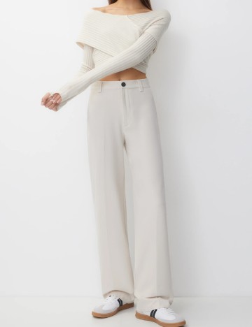 
						Pantaloni Pull&Bear, ecru