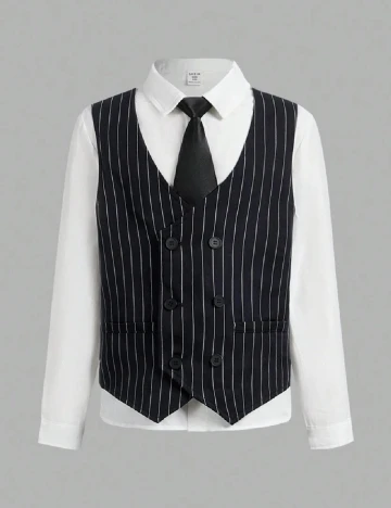 Costum Shein Kids, bleumarin/alb Albastru