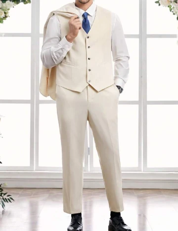 Costum SHEIN Plus Size Men, crem Crem