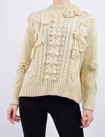 Pulover Zara, crem, M