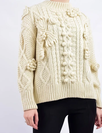 Pulover Zara, crem, M