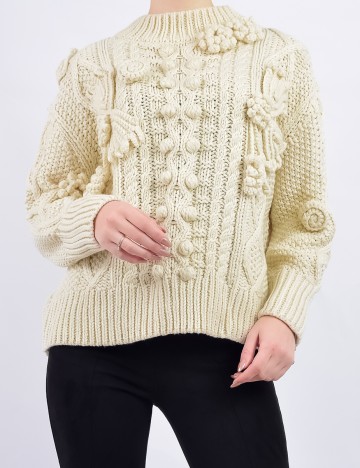 Pulover Zara, crem, M