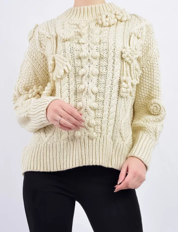 Pulover Zara, crem, M