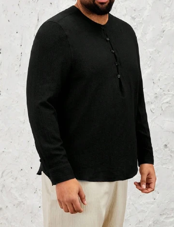Bluza SHEIN Plus Size Men, negru Negru