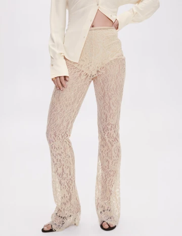Pantaloni Mango, crem