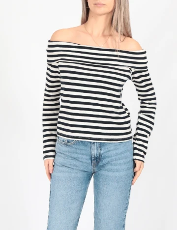 Bluza Jacqueline de Yong, alb/bleumarin